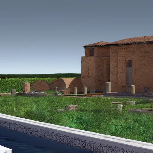 Prompt: an archviz render of a Roman Villa