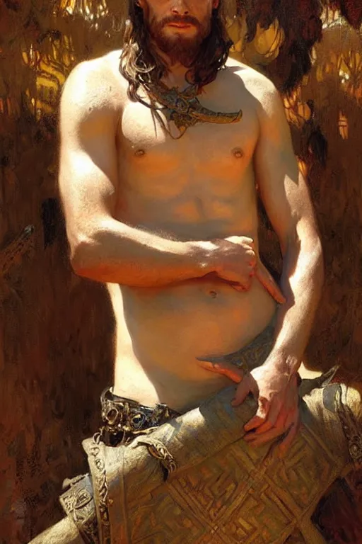 Image similar to attractive man, game of thrones, painting by gaston bussiere, craig mullins, greg rutkowski, alphonse mucha