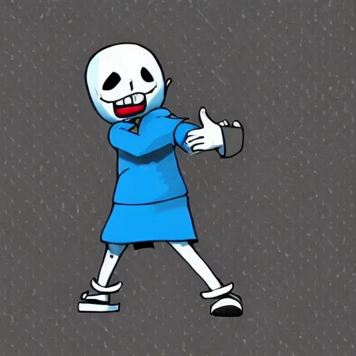 Prompt: sans from undertale doing a whip and nae nae