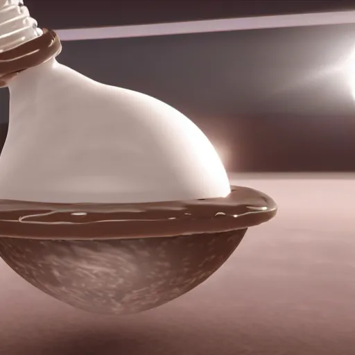 Image similar to chocolate light bulb in space made of milk, unreal engine 5, ray tracing, extremely detailed