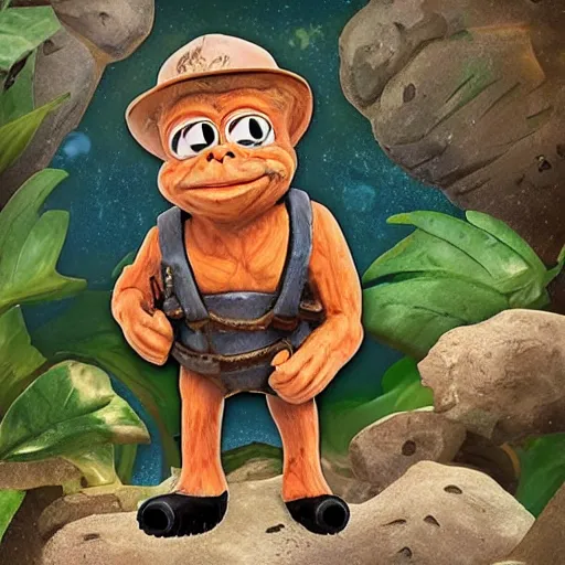 Image similar to pepe the miner with apes