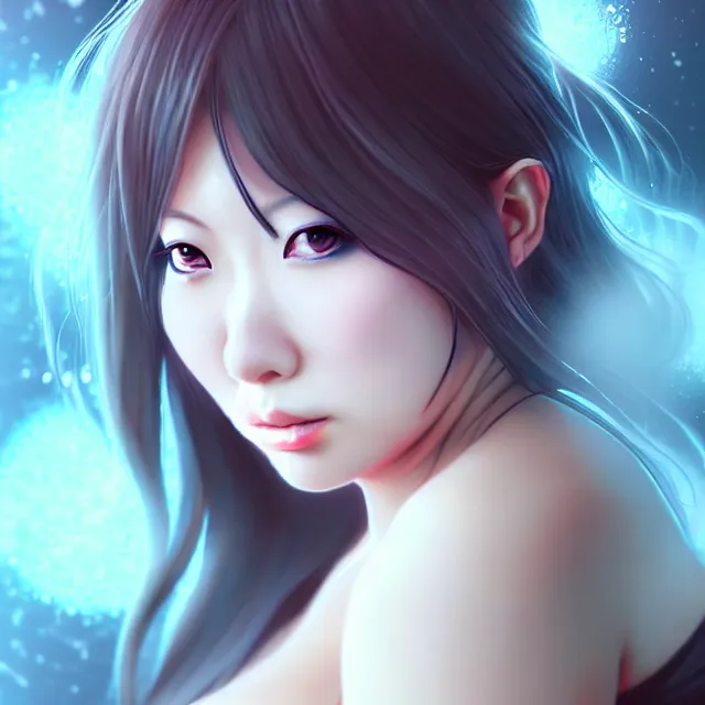 Image similar to epic professional digital art of hitomi tanaka, best on artstation, cgsociety, wlop, Behance, pixiv, cosmic, epic, stunning, gorgeous, much detail, much wow, masterpiece