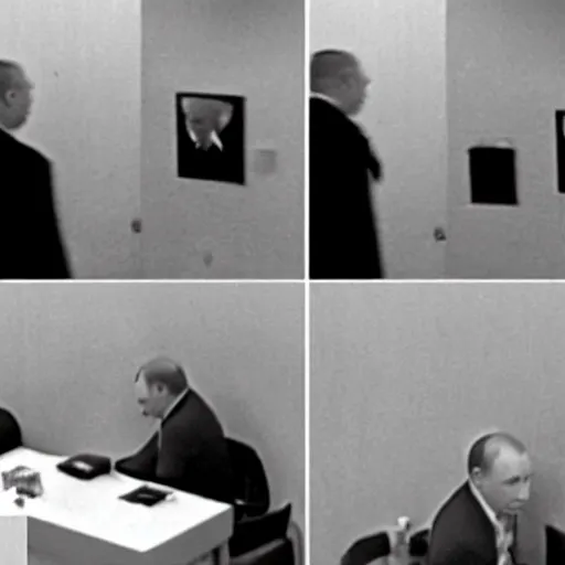 Image similar to cctv footage of putin in the backrooms level 0,