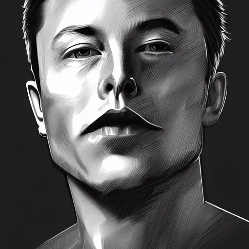 Image similar to portrait of cyborg Elon Musk by Vladislav Ociacia, DeviantArt