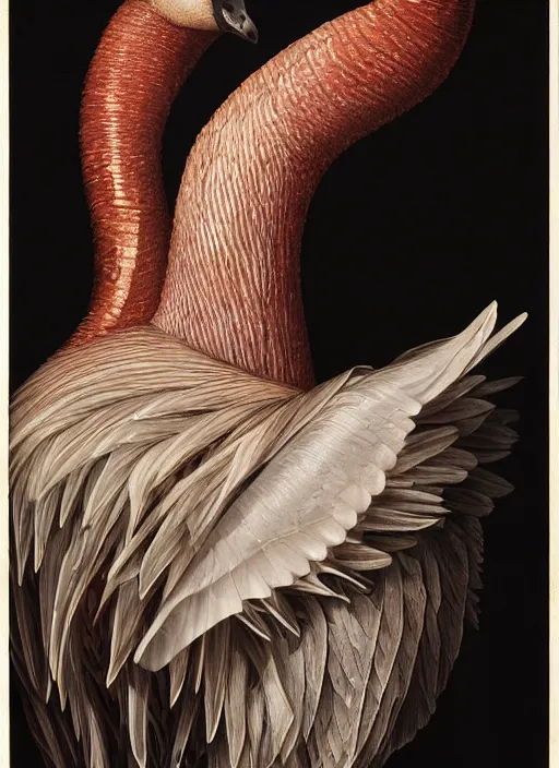 Image similar to portrait of a hyper realistic demonic goose with translucent skin, visible muscles and veins and arteries and bones and spines and nerves, beautiful detailed intricate insanely detailed octane render, 8k artistic photography, photorealistic, chiaroscuro, by David Cronenberg, Raphael, Caravaggio