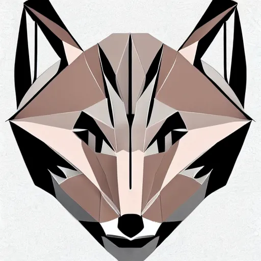 Prompt: an origami mask of a fox, vector art, low poly. Wow