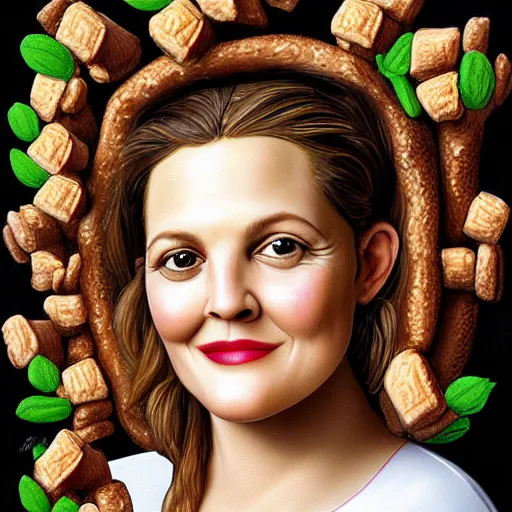 Prompt: drew barrymore on a smore digital painting by arcimboldo