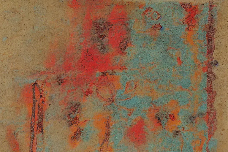Image similar to 'Aztec Pigment 4k texture' Mixed Media on parchment, private collection, masterpiece