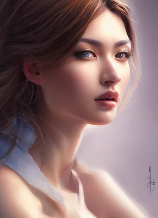 Image similar to photo of a gorgeous young woman in the style of stefan kostic, realistic, sharp focus, 8k high definition, insanely detailed, intricate, elegant, art by stanley lau and artgerm