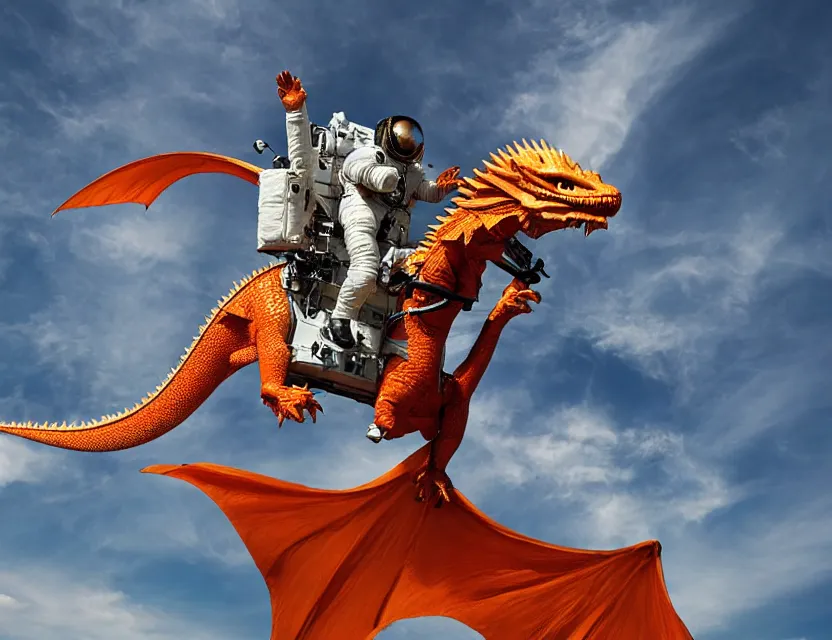 Image similar to photograph of an astronaut riding a dragon