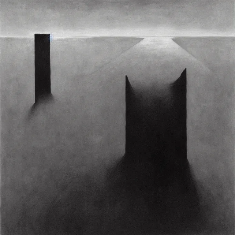 Image similar to nothingness, by zdzisław beksinski, surreal, oil on canvas, hyper detailed, vivid