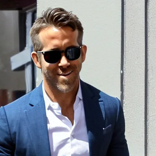 Prompt: ryan reynolds happy after a good breakfast