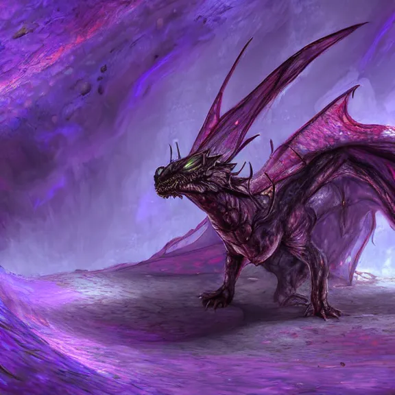 Image similar to inside a cavernous stomach, the walls purple and pulsing, acid pooling inside, acid melting and digesting a small dragon, food pov, micro pov, prey pov, vore, digital art, pov furry art, anthro art, furry, warframe art, high quality, 8k 3D realistic, macro art, micro art, Furaffinity, Deviantart, Eka's Portal, G6