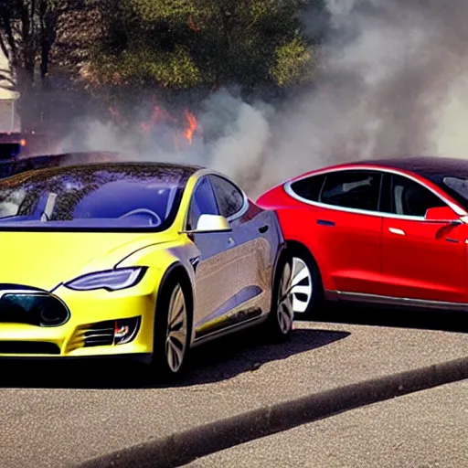 Image similar to Flyer warns Tesla vehicles may suddenly start on fire if you eat tacos