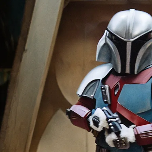 Image similar to a film still of emolga in the mandalorian