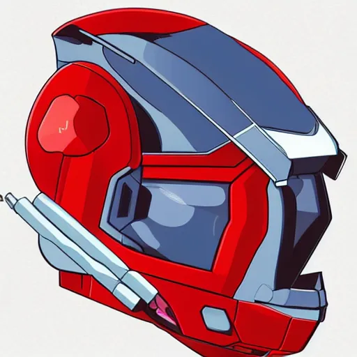 Image similar to gundam head, red, highly detailed illustration, custom design, dribbble. com, by secondsyndicate studio,