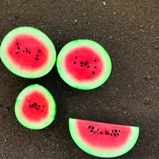 Prompt: fluffy watermelons on the beach