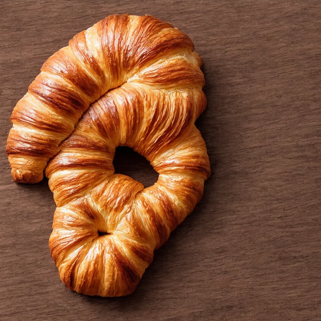 Prompt: close-up photo of a croissant on top of a wooden table, 8k, high detail, photorealistic, proper shading