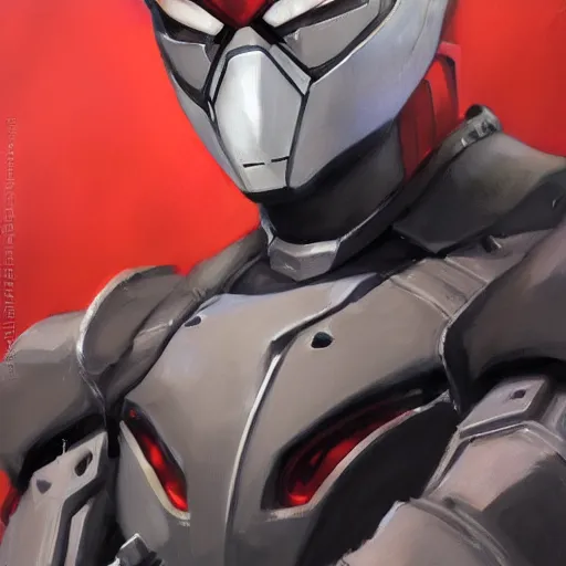 Image similar to greg manchess portrait painting of armored spiderman ultraman grey fox from metal gear cyborg gay japanese - american hybrid as overwatch character, medium shot, asymmetrical, profile picture, organic painting, sunny day, matte painting, bold shapes, hard edges, street art, trending on artstation, by huang guangjian and ail elvgren and sachin teng