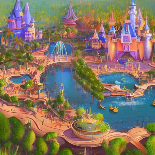 Image similar to digital painting of disney world, artstation