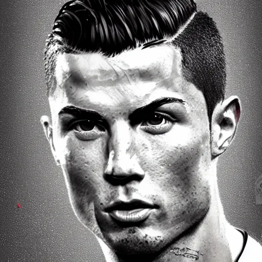 Prompt: a well designed portrait of Cristiano Ronaldo , detailed, realistic, sketch style, Artstation,Greg Rutkowski, 8K resolution.