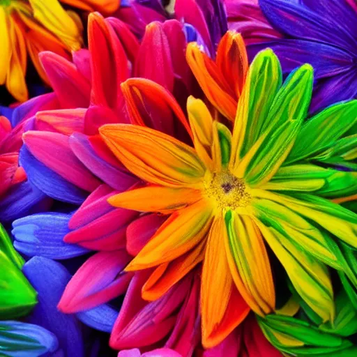 Prompt: rainbow colored flowers