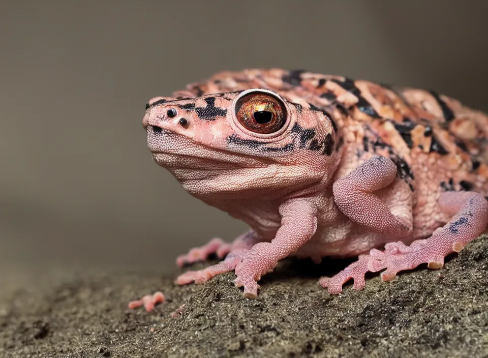 Image similar to Photo of one young New Zealand pink gecko tortoise looking at the viewer, cute, nature photography, National Geographic, 4k, award winning photo