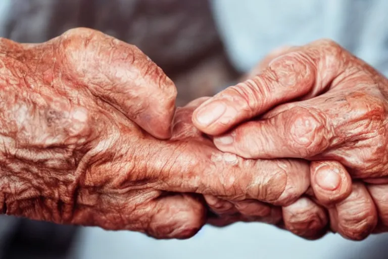 Image similar to close up shot of oily elderly hands