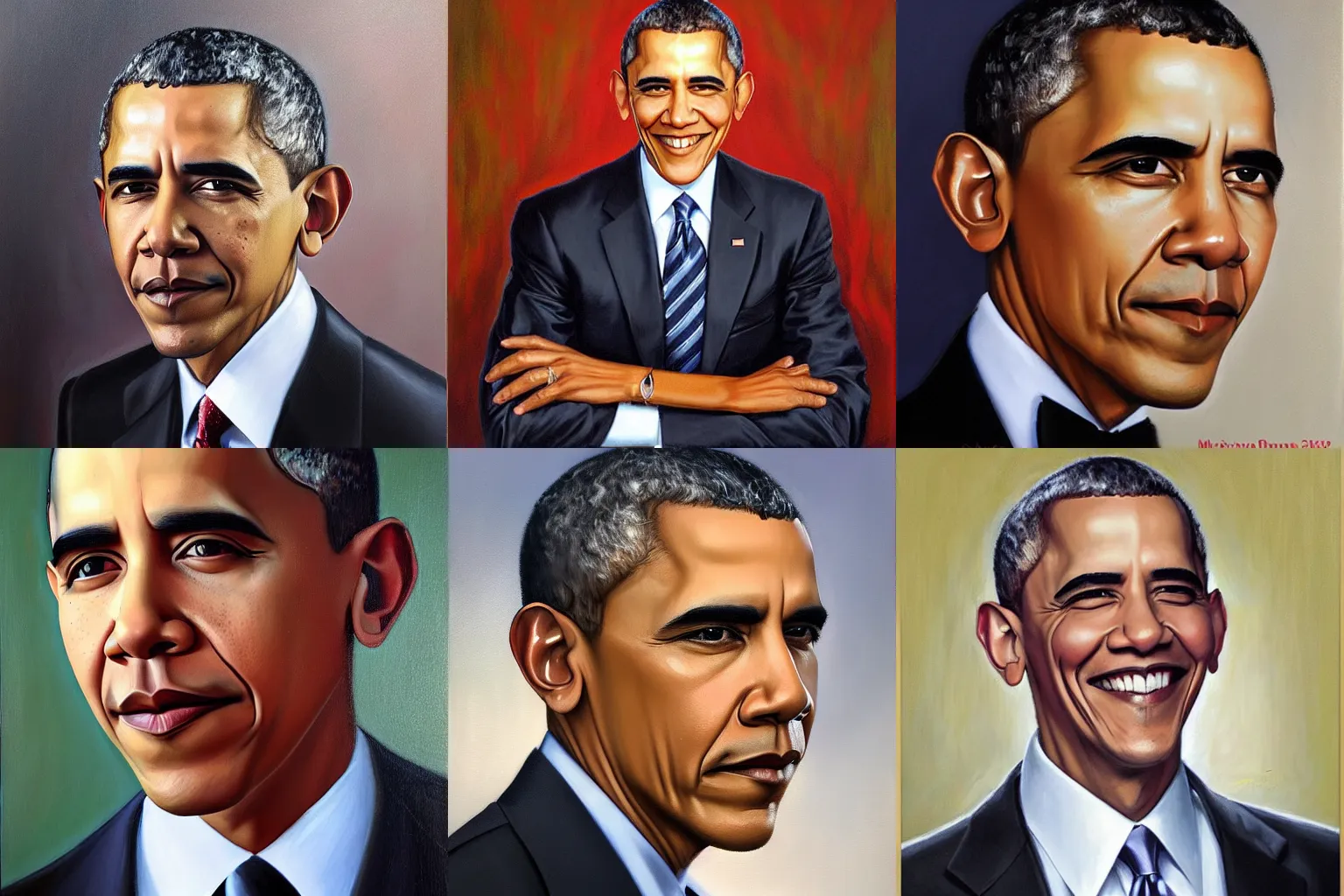 Prompt: a stunning portrait of barack obama, artwork by michael malm