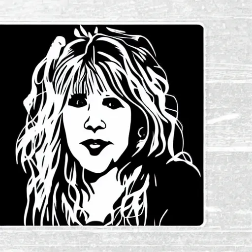 Image similar to stevie nicks playing guitar and singing, sticker - art, svg vector, adobe - illustrator