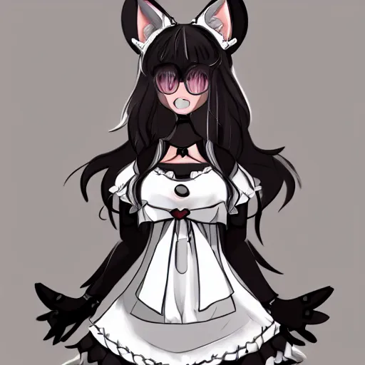 Prompt: a transhuman fox fursona wearing a maid outfit, highly detailed, by kawacy, trending on artstation, furry art