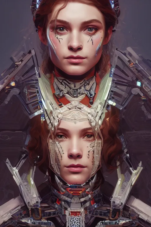 Prompt: symmetry!! portrait of sydney sweeny in the style of horizon zero dawn, machine face, intricate, elegant, highly detailed, digital painting, artstation, concept art, smooth, sharp focus, illustration, art by artgerm and greg rutkowski and alphonse mucha, 8 k