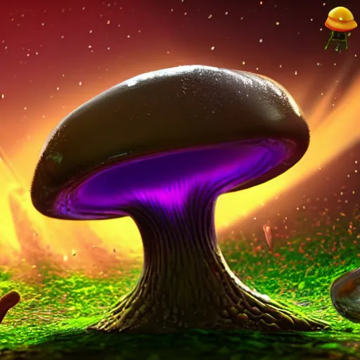 Prompt: alien mushroom, gooey, melty, iridescent, unreal engine