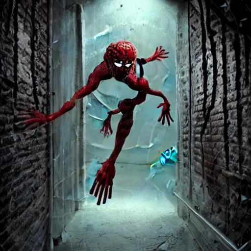 Prompt: weird horror tuza creepy eerie uncanny backrooms demon terror reid phobia centipide spider head man crawl