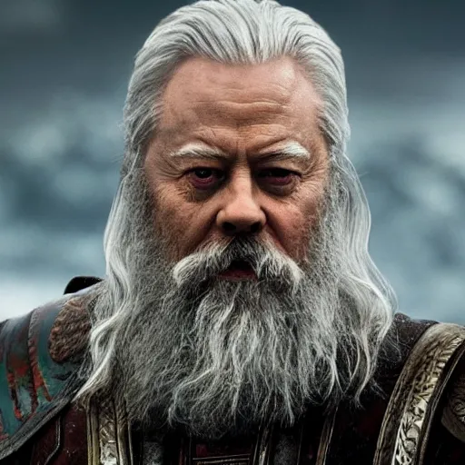 Prompt: emma stone as odin all father from thor movie, highly detailed, cinematic shot, cinematic lighting, 8 k