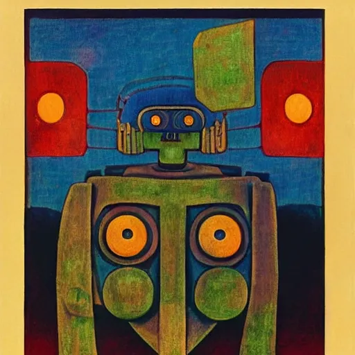 Image similar to robot wearing human mask, by annie swynnerton and nicholas roerich and leo and diane dillon and adolf wolfli and diego rivera, symbolist, art brut, elaborate costume, little glowing lights, rich color, dramatic cinematic lighting, smooth, sharp focus, extremely detailed