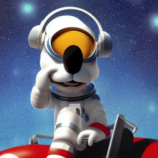 Image similar to astronaut dog character by Disney Pixar Animation Studios, dark background