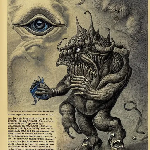 Image similar to bizarre bestiary of repressed unconscious emotional monsters and creatures