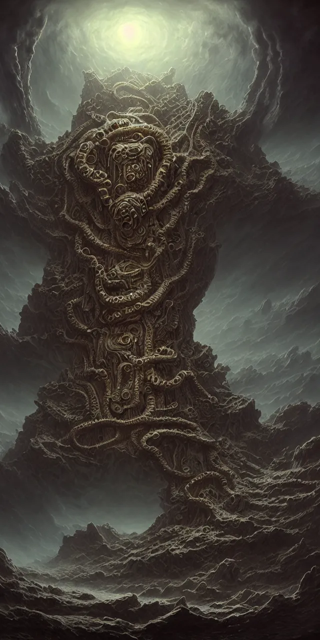 Image similar to matte painting, polycount, surrealism, surrealist, lovecraftian, cosmic horror, high detail