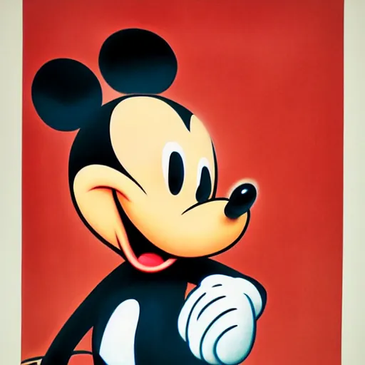 Image similar to mickey mouse art work. ww 2 propaganda poster. hr gigor