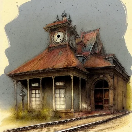 Image similar to (((((1800s train station . muted colors.))))) by Jean-Baptiste Monge !!!!!!!!!!!!!!!!!!!!!!!!!!!