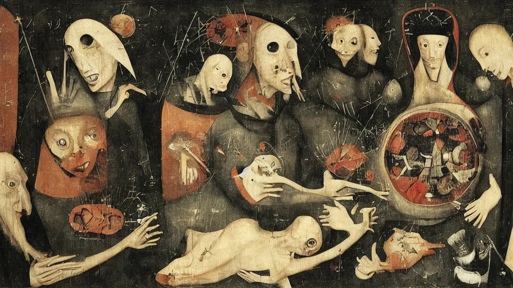 Image similar to a beauty is a virus television show, dreamy painting of coronavirus, dark, sinister, detailed scientific epidemology contagion math graph, R-number, art by Hieronymous Bosch and Ernst Haeckl