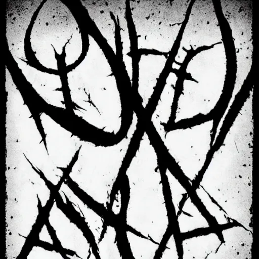 Prompt: black metal band font, unreadable, looks like varicose veins, symmetrical, mirror