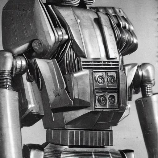 Image similar to an antique photograph of Starscream, in robot mode, in Chicago, photorealistic, national archives (1938)