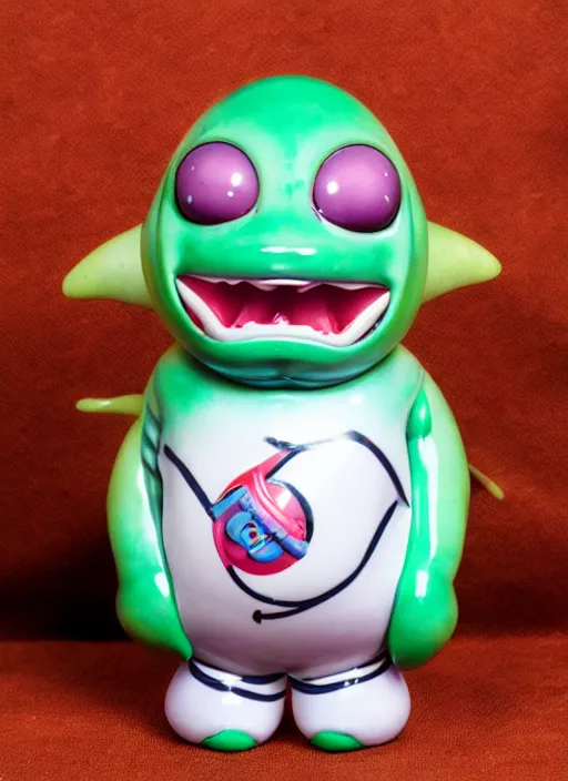 Image similar to fat alien sofubi, product photography