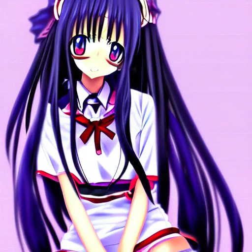 Image similar to advanced digital anime art, a anime girl with long hair and a high school cosplay outfit, an anime drawing by Jin Homura, featured on pixiv, furry art, pixiv, booru, anime, Sakimimichan