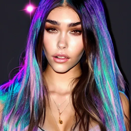 Image similar to madison beer a an intergalactic popstar dancing on a planet, render, blender render, unity render, 4 k wallpaper, art station trending, artstation 4 k coherent, coherent, 4 k, detailed, hyperdetailed, artifact - free, completely coherent, sharp, madison beer