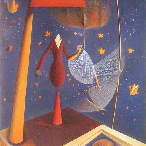Prompt: Liminal space in outer space by Remedios Varo