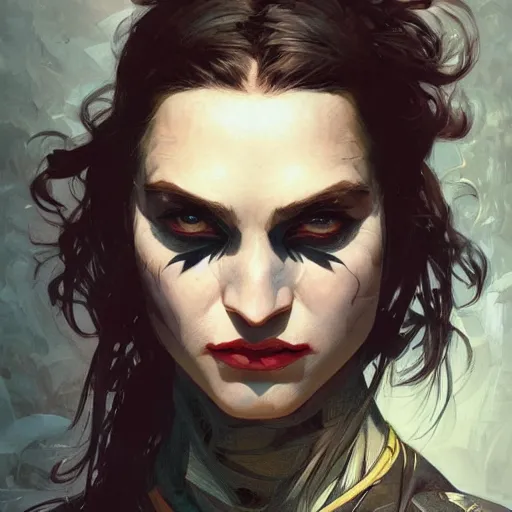 Prompt: portrait of Batman, irritated expression, bohemian fashion, artsy, intricate, elegant, highly detailed, digital painting, artstation, concept art, smooth, sharp focus, illustration, art by artgerm and greg rutkowski and alphonse mucha