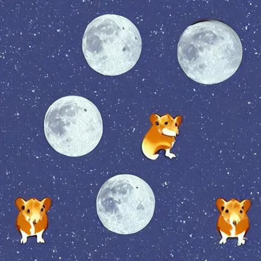 Prompt: hamsters on the moon